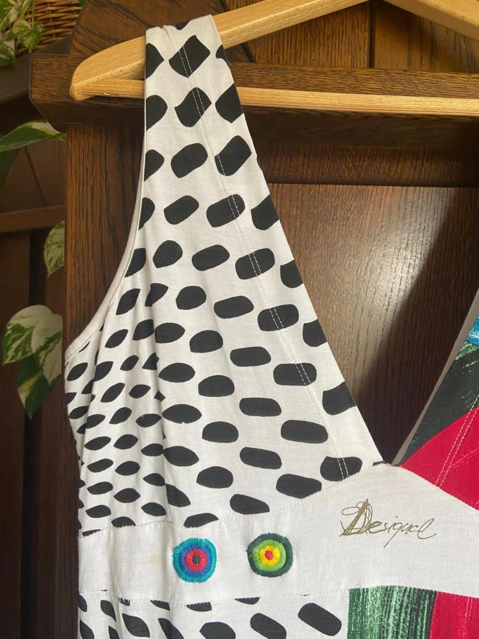 Vestido de verão alças largas, saia baloné. Desigual. Tamanho L – photo 3